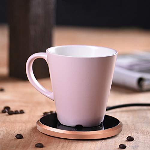  Coffee Mug Warmer - KRGMNHR 18Watt Auto Shut Off Cup Warmer For Home Office Desk Use, Electric Beverage Warmer Heating Plate For Cocoa,Tea, Water, Milk, Rose Gold