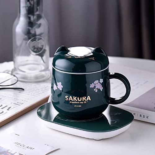 GENERIC Coffee Warmer With Mug,Smart Coffee Warmer Coffee Cup Warmer For Desk Office,Auto On/Off Gravity-Induction Coffee Tea Water Milk Warmer Plate (Green)