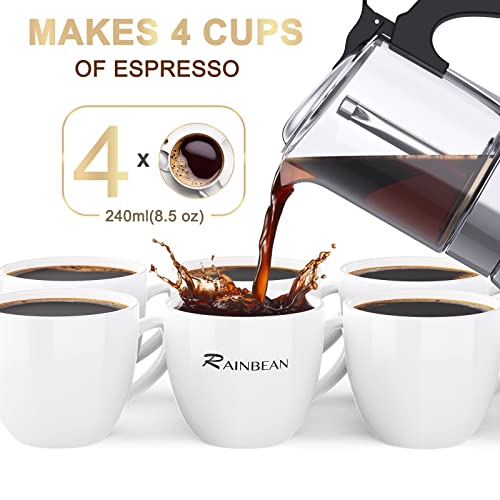  Italian Expresso Maker, Moka Pot, Stovetop Coffee Makers, Stainless Steel Coffee Maker, Suitable For Induction Hob, 240ml/8.5oz/4 Cup (espresso Cup=50ml)