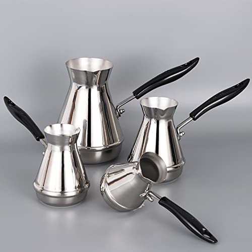  Turkish Coffee Pot Stainless Steel Milk And Coffee Warmer Chocolate And Butter Melting Pot With Heat Resistant Handle (L (21oz))
