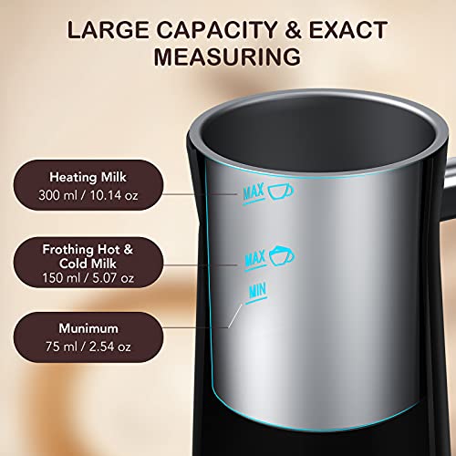  Milk Frother, Electric Milk Frother And Steamer, OTWEN Automatic Hot Cold Milk Foamer, 4 Modes Stainless Steel Quiet High Capacity Milk Warmer For Coffee, Latte, Cappuccino, Macchiato, Hot Chocolates