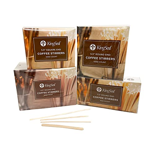  Natural Birch Wood Coffee Stirrers, Stir Sticks, 5.5 Inch, Square End, Earth-Friendly, Biodegradable - 2 Boxes Of 1000 (2000 Count)