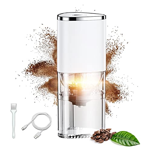 Burr Coffee Grinder, Rechargeable Small Electric Cafe Grind Adjustable Burr Spice Grinder Simple One-Touch Operation Burr Mill From Espresso To French Press