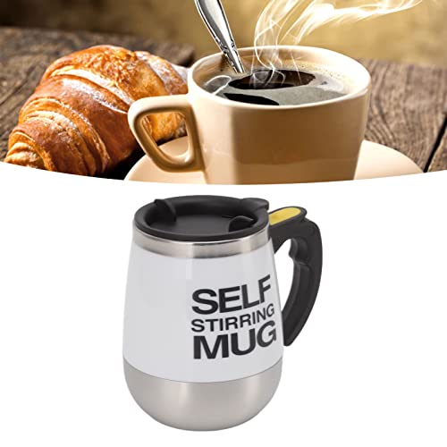  Automatic Electric Stir Mixing Cup,Self Stirring Coffee Mug For Morning Office Travel 400ml Auto Mixing Cup For Coffee Tea (White)