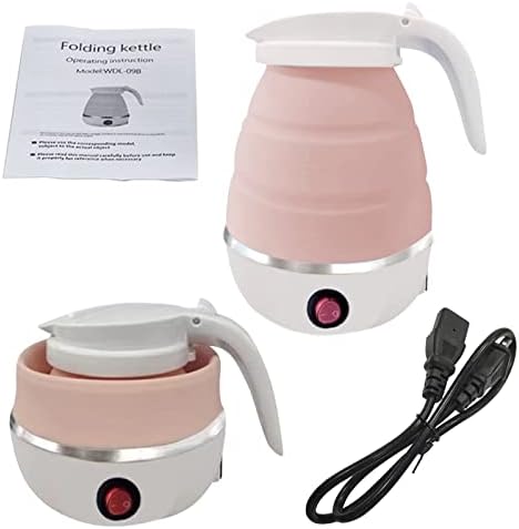  Foldable Portable Electric Kettle, Travel Folding Electric Kettle, Food-grade Silicone,3Mins Fast Boiling,600ML Portable Electric Kettle For Travel Or Camping With Power Cord 110/220V US Plug