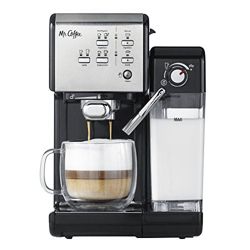 Mr. Coffee® Espresso And Cappuccino Machine, Programmable Coffee Maker With Automatic Milk Frother And 19-Bar Pump, Stainless Steel