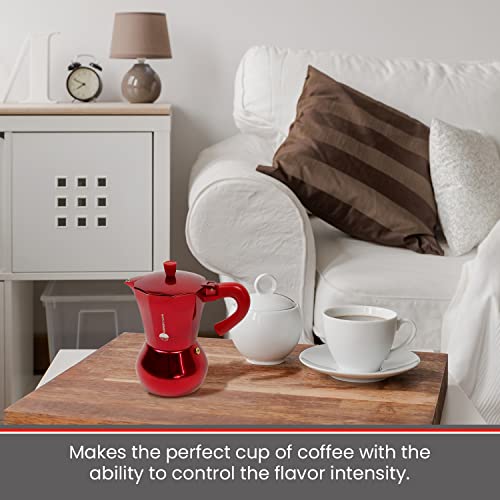  6 Cup Stovetop Expresso Maker For Home-Red Italian Coffee Maker-small Moka Pot Brewer-camping Greca Brewer