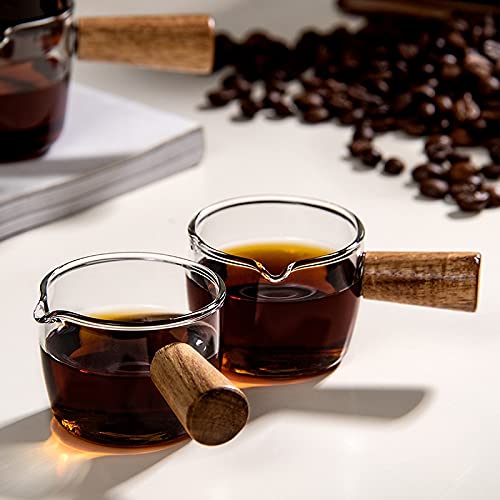  2 Pieces Double Spout Espresso Shot Glass, Coffee One Spouts Glass Espresso Measuring Glass, Glass Replacement Carafe With Handle For Milk Coffee Espresso Maker (Size : 100ml)