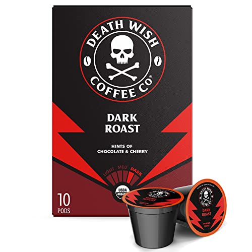 Single Serve Pods - Extra Kick Of Caffeine - Dark Roast Coffee Pods - Made With USDA Certified Organic, Fair Trade, Arabica And Robusta Beans (50 Count) - Packaging May Vary