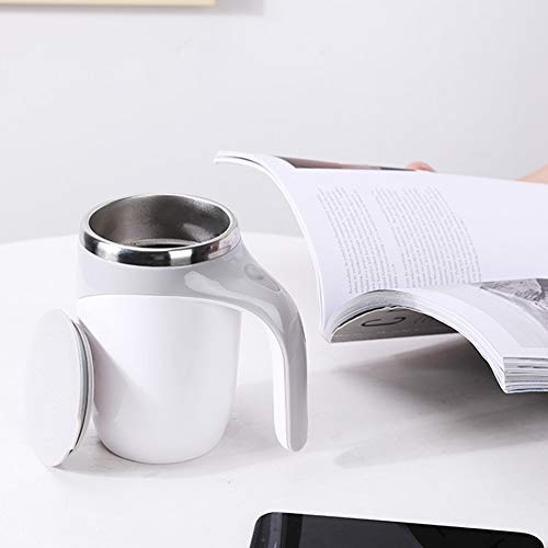  Electric Stirring Coffee Mug, Self Stirring Mug Rotating Home Office Travel Mixing Cup, Funny Electric Stainless Steel Self Mixing Coffee Tumbler, Suitable For Coffee, Milk, Cocoa(White)