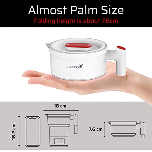  Premium Portable Travel Electric Kettle Foldable BPA-Free Silicone Collapsible, Temperature Display 6 Preset Functions, Auto Shut-Off, Bottle Warmer, Hot Water Boiler
