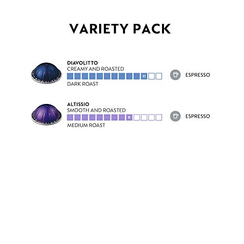 Nespresso Capsules VertuoLine, Espresso, Bold Variety Pack, Medium And Dark Roast Espresso Coffee, 40 Count Coffee Pods & Capsules VertuoLine, Intenso, Dark Roast Coffee, 30 Count Coffee Pods