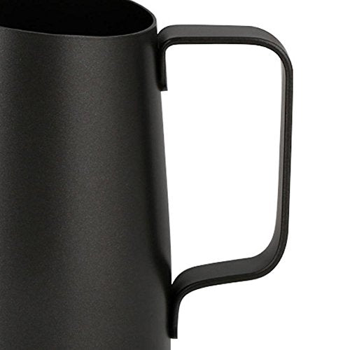  Pull Flower Cup Cylinder Coffee Foam Mugs 450ml Stainless Steel Non-Stick Coating Coffee Mugs Pitcher Milk Frothing Lattes Cup (Black)