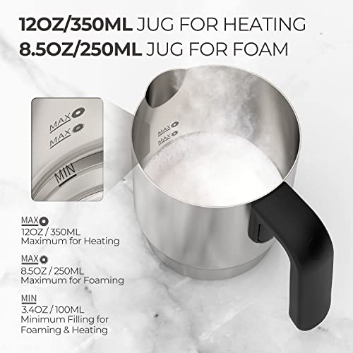  Milk Frother, 4 In 1 Electric Milk Frother Stainless Steel, 8.4oz/250ml Detachable Milk Steamer, 500W Cold/Hot Foam Maker For Coffee, Cappuccino, Latte, Chocolate, Auto-off & Easy Cleaning,120V