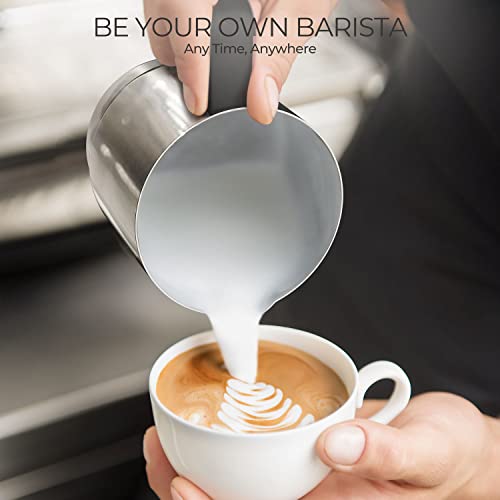  Milk Frother, 4 In 1 Electric Milk Frother Stainless Steel, 8.4oz/250ml Detachable Milk Steamer, 500W Cold/Hot Foam Maker For Coffee, Cappuccino, Latte, Chocolate, Auto-off & Easy Cleaning,120V