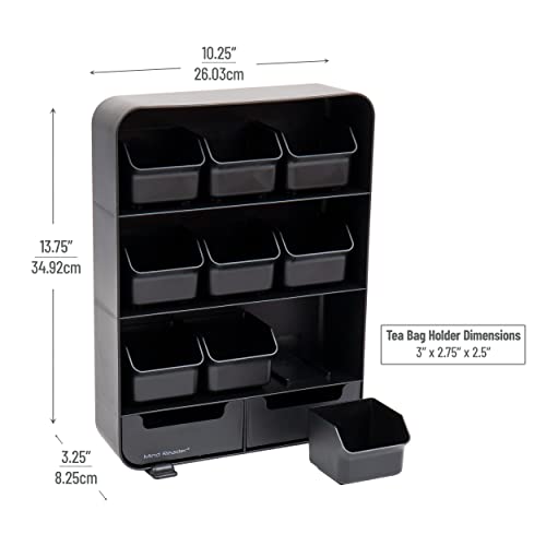  9 Removable Drawers Tea Bag Holder And Condiment Organizer, Black