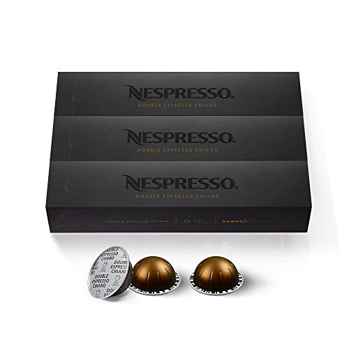 Nespresso Capsules VertuoLine, Melozio, Medium Roast Coffee, 30 Count Coffee Pods, Brews 7.8oz & Capsules VertuoLine, Double Espresso Chiaro,Medium Roast Espresso Coffee, Coffee Pods, 30 Count