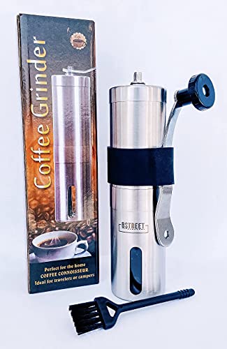  Manual Coffee Grinder - Stainless Steel Conical Ceramic Burr Coffee Bean Grinder For Espresso And French Press - Portable For Travel And Camping - Adjustable Hand Crank For Precision Or Coarse Grind 