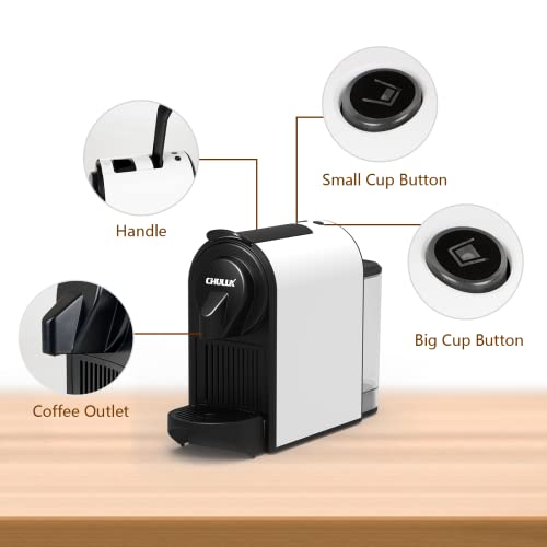  1400W Espresso Machine For Nespresso Capsules: Espresso And Lungo Cups, One Cup Premium Italian 20 Bar ODE Pump Espresso Maker - Perfect For Office & Coffee Lovers