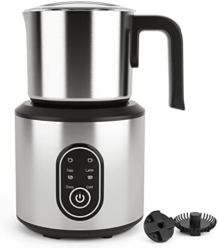  Detachable Milk Frother,12OZ /350ML Electric Milk Steamer Stainless Steel With Hot & Cold Foam Function For Latte, Cappuccino, Hot Chocolate