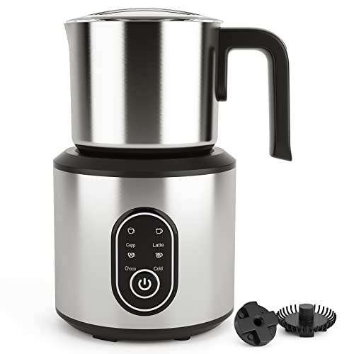  Detachable Milk Frother,12OZ /350ML Electric Milk Steamer Stainless Steel With Hot & Cold Foam Function For Latte, Cappuccino, Hot Chocolate