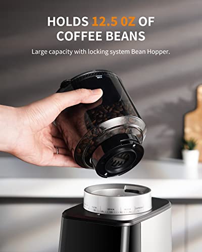  Conical Burr Coffee Grinder For Espresso With Precision Electronic Timer, Electric Adjustable Burr Mill With 51 Precise Settings, Brushed Stainless Steel