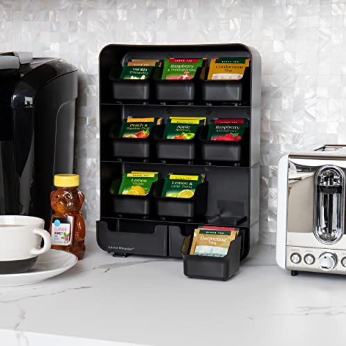  9 Removable Drawers Tea Bag Holder And Condiment Organizer, Black