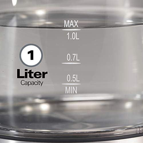Hamilton Beach Glass Electric Tea Kettle, Clear & Fresh Grind Electric Coffee Grinder For Beans, Spices And More, Stainless Steel Blades, Removable Chamber, Makes Up To 12 Cups, Black