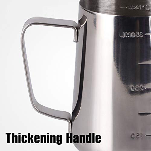  Coffee Milk Frothing Pitcher Cup With Measurement Inside Thermometer Set 12oz/350ML Stainless Steel Espresso Steaming Pitcher Tool For Cappuccino Machines Espresso Pitcher Latte Art