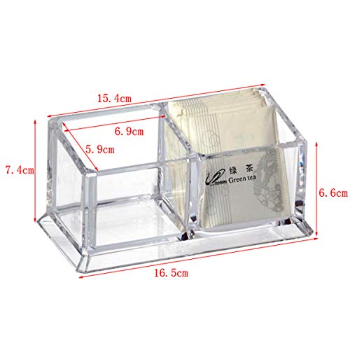  Acrylic Tea Bags Holder Coffee Sugar Bag Case Guest Room Storage Boxes - Holder For Tea Bags, Small Packets, Sweeteners,Sugar Packet, Coffee, Condiment (L16.6*W8.2*H7.5cm)
