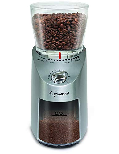  575.05 Infinity Plus Conical Burr Grinder, Stainless Steel Bundle East Coast Blend Coffee Beans And Coffee Grinder Dusting Brush (3 Items)