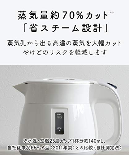  Thermos Electric Kettle 600ml White Wakuko PCF-G060-W Tiger