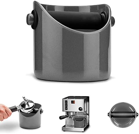  Dreamfarm Grindenstèin | Modern Espresso Knock Box | Sturdy & Compact Coffee Knock Box | Space-Saving Coffee Ground Bin With Durable Knock Bar | Easy-To-Clean Espresso Knock Boxes | Black