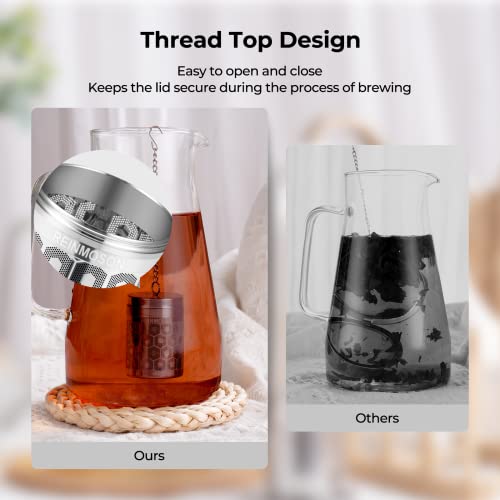  Tea Strainers For Loose Tea, Extra Fine Mesh Tea Infuser For Loose Leaf Tea, 304 Stainless Steel & Updated Slim Threaded Lid, Loose Leaf Tea Steeper For Black Tea, Rooibos, Etc