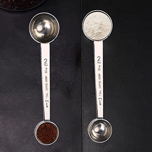  Premium 304 Stainless Steel Coffee Spoon Set - 1 Tbsp (15ml) & 2 Tbsp (30ml) Measuring Tablespoon, Long Handles Measuring Scoop For Coffee Powder, Espresso, Coffee Making(2PCS)