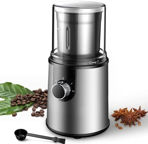  350W Coffee Grinder Electric For Coffee Beans Adjustable Speed Knob Herb Grinding Mill Detachable Grinding Cup Nut Flax Seed And Spice Grinder Food Pulverizer For Dry & Wet Food Ingredients