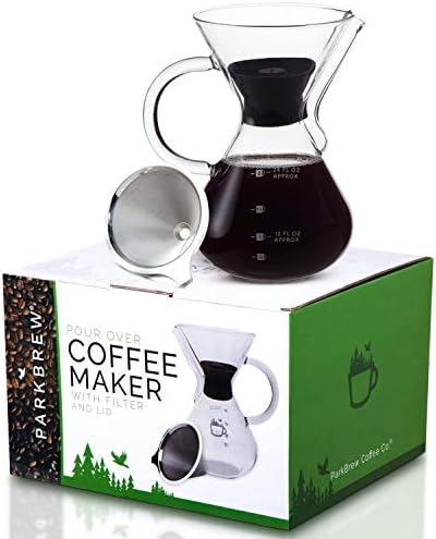  Ur Over Coffee Maker - Set Includes Glass Pourover Carafe (up To 27 Fl. Oz.), Heat Retaining Lid, And Reusable Coffee Filter Or Dripper