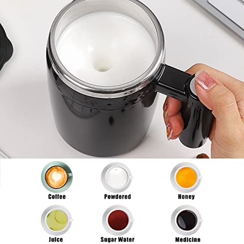  Auto Stirring Mug Coffee Cup Rechargeable Automatic Magnetic Stirring Coffee Mug Auto Self Mixing Stainless Steel Cup For Coffee (Color : Black)
