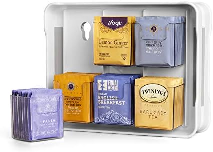  TeaStand Tea Bag Organizer With Clear Removable Bins, Cabinet Or Pantry Storage Caddy, 120-Bag