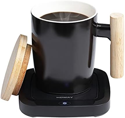  Mug Warmer With Mug Set - HOWAY Coffee Cup Warmer For Desk Auto Shut Off Keeps Tea Warm And Hot, 2 Temperature Settings