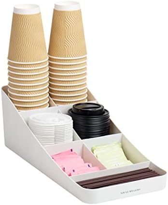  Mind Reader Anchor Collection, 7-Compartment Coffee Cup And Condiment Dispenser, Countertop Organizer, Set Of 2, Black