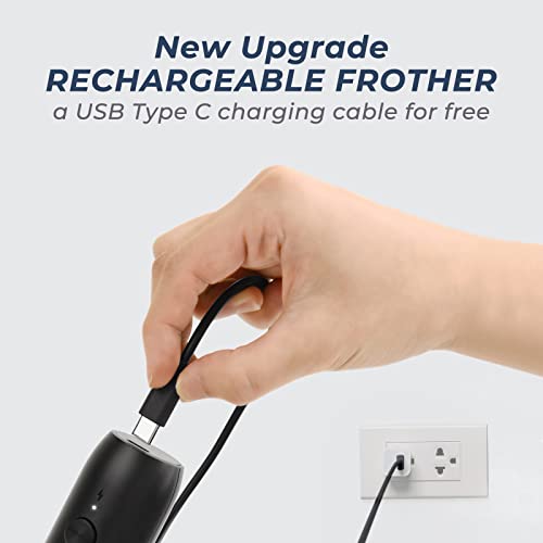  Rechargeable Milk Frother, Type-C Milk Frother Handheld, Blender, Matcha Whisk, Hand Blender, Milk Frother Rechargeable For Matcha, Latte, Bulletproof Coffee, Cappuccino
