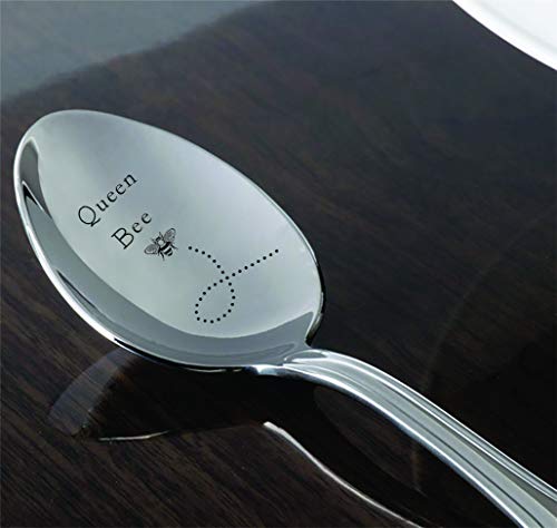  Queen Bee - Gourmet Coffee Spoon Gift - Stainless Steel Spoon - Engraved Unique Gift - Cute Spoon Item - Gift For Him -Gift For Her - Spoon Gift #A28