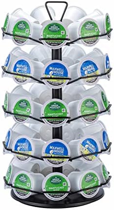  ZCDCP K Cup Holder, Keurig Coffee Pods Carousel With 360 Degree Rotation, 7 Tiers Coffee Pods Storage Carousel Holder For 63 Pods, Matte Black