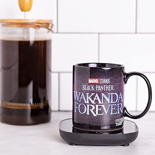  Lack Panther Wakanda Forever Mug Warmer With Mug – Keeps Your Favorite Beverage Warm - Auto Shut On/Off