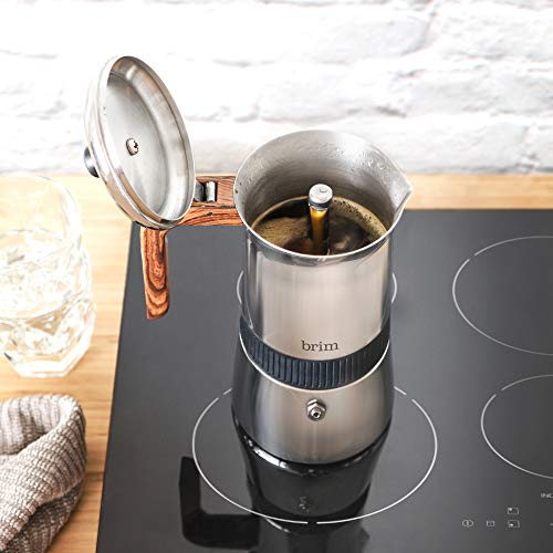  6 Cup Moka Maker With Wood Pattern Handle
