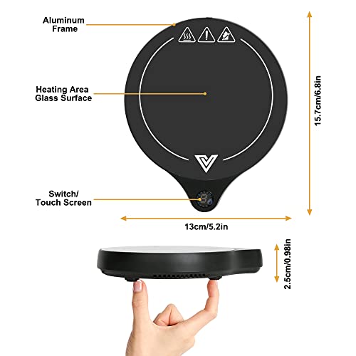  Coffee Mug Warmer, Electric Beverage Warmer With Five Temperature Settings (Up To 212℉/100℃), Coffee Warmer Plate For Cocoa Tea Water Milk With Auto Shut Off, Office/Home Use, Blackk (No Mug)