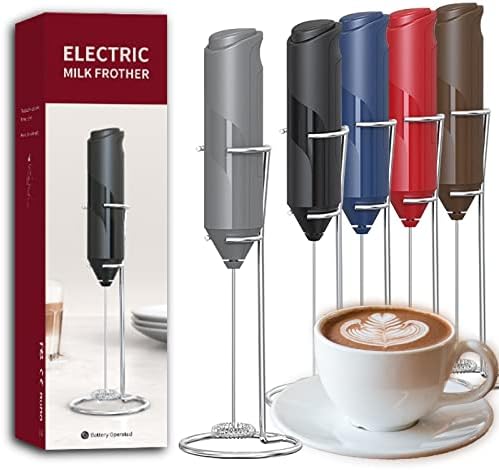  Electric Milk Frother Handheld, Battery Operated Whisk Beater Foam Maker For Coffee, Cappuccino, Latte, Matcha, Hot Chocolate, Mini Drink Mixer,Multi-Function Blender,Frother With Stand(Red)