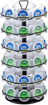  ZCDCP K Cup Holder, Keurig Coffee Pods Carousel With 360 Degree Rotation, 7 Tiers Coffee Pods Storage Carousel Holder For 63 Pods, Matte Black