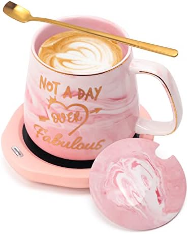  Coffee Mug Warmer & Best MOM Ever Mug Set, Electric Cup Warmer For Desk Office Home, Beverage Warmer With 2 Temperature Setting, 8-Hours Auto Shut Off, Best Mothers Day Mom Gifts From Daughter Son